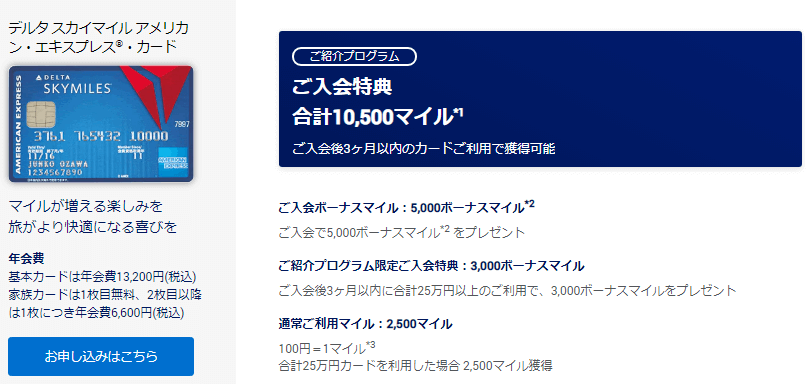 デルタアメックス入会キャンペーン内容画像