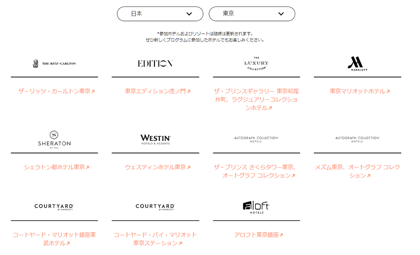 東京のマリオットの12歳以下朝食無料ホテル