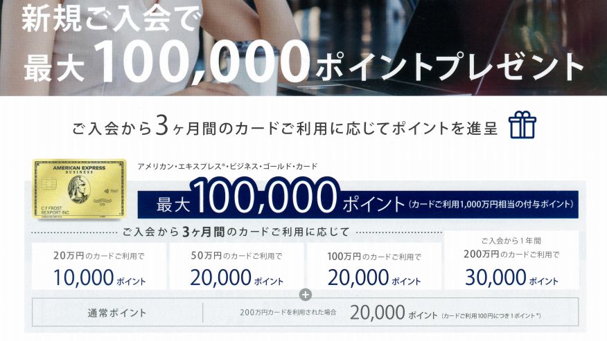 アメックスビジネスゴールド入会特典