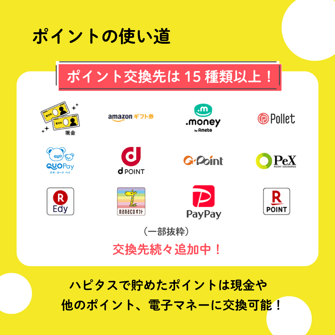 ハピタスのポイント交換先