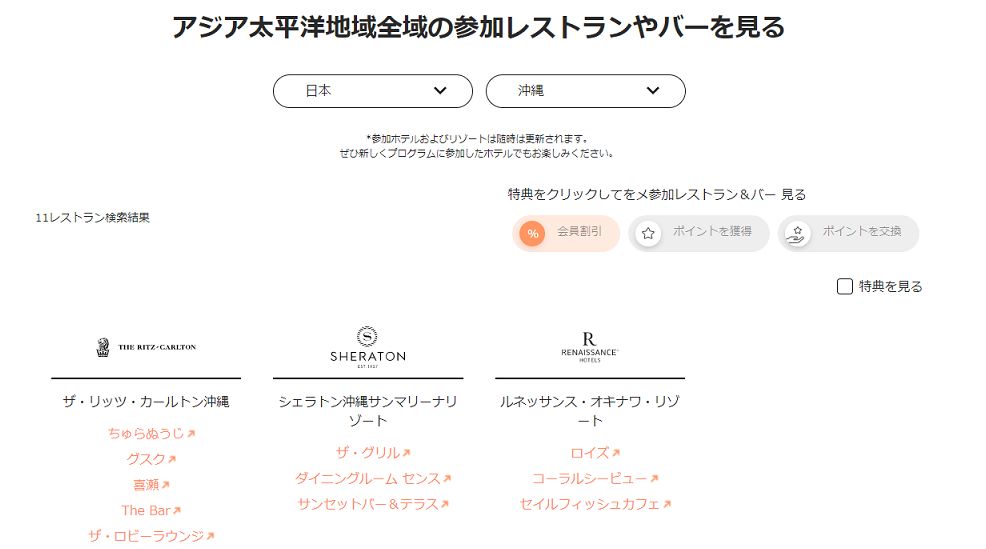 沖縄のマリオット割引対象ホテル